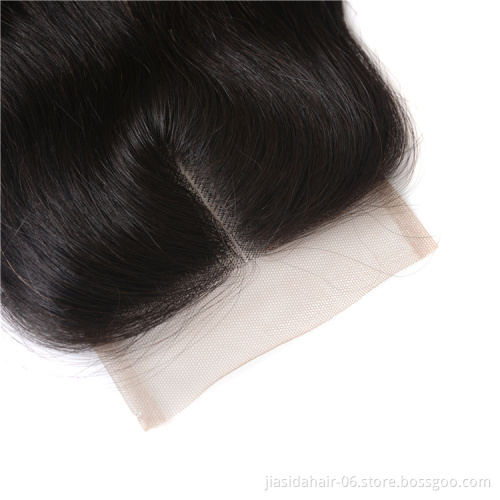 Natural Color Raw Virgin 100% Human Hair Remy Brazilian Body Wave 4x4 Lace Closure Indian hair Closure Piece